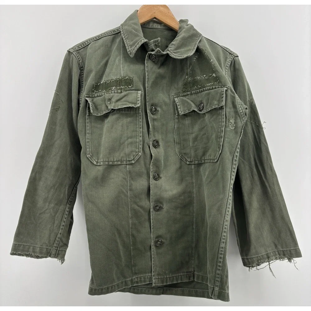 Vietnam Jacket OG-107 Coat Mens War Fatigue Cotton Sateen Heavy Wear Patina S